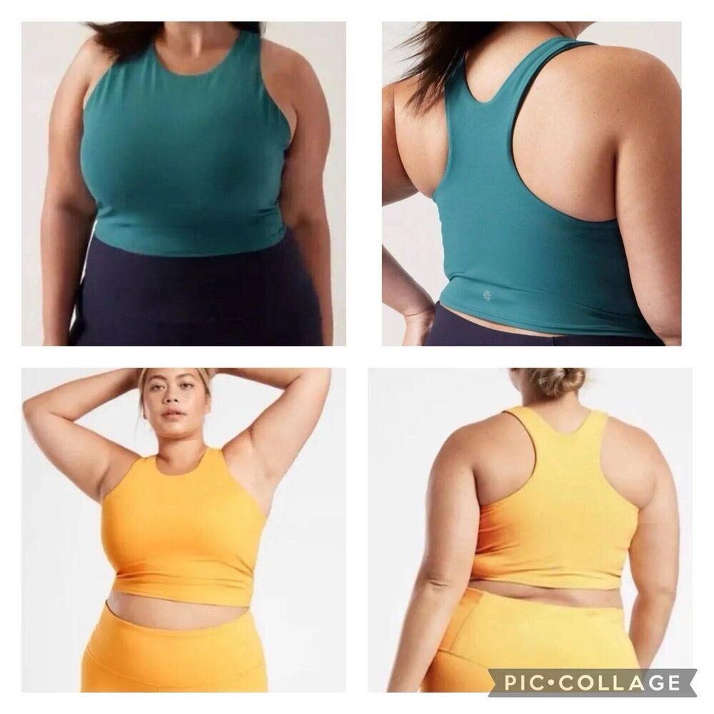 Athleta Conscious Crop Tanks LOT OF 2 Green‎ & Golden Yellow Size 3X NWT Active
